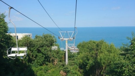Cable car to the beach. Camp in Bulgaria (Golden Sands)
