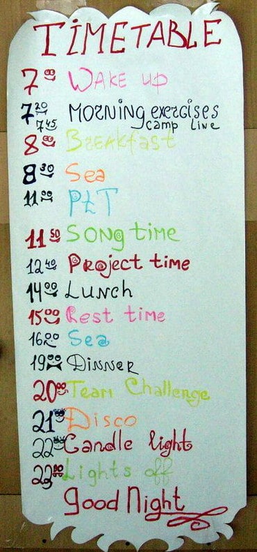 Расписание дня в англоязычном детском лагере Magic Camp